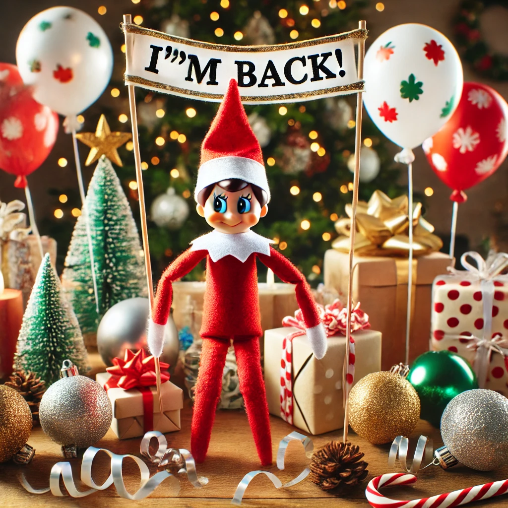 A-festive-welcome-party-setup-for-the-Elf-on-the-Shelf.