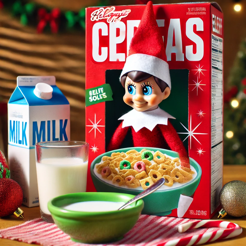 The-Elf-on-the-Shelf-peeking-mischievously-from-inside-a-cereal-box